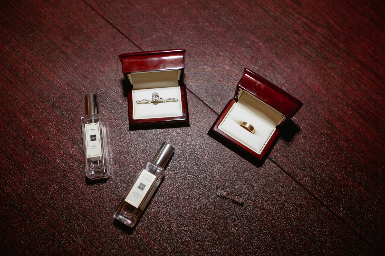 wedding rings and perfume