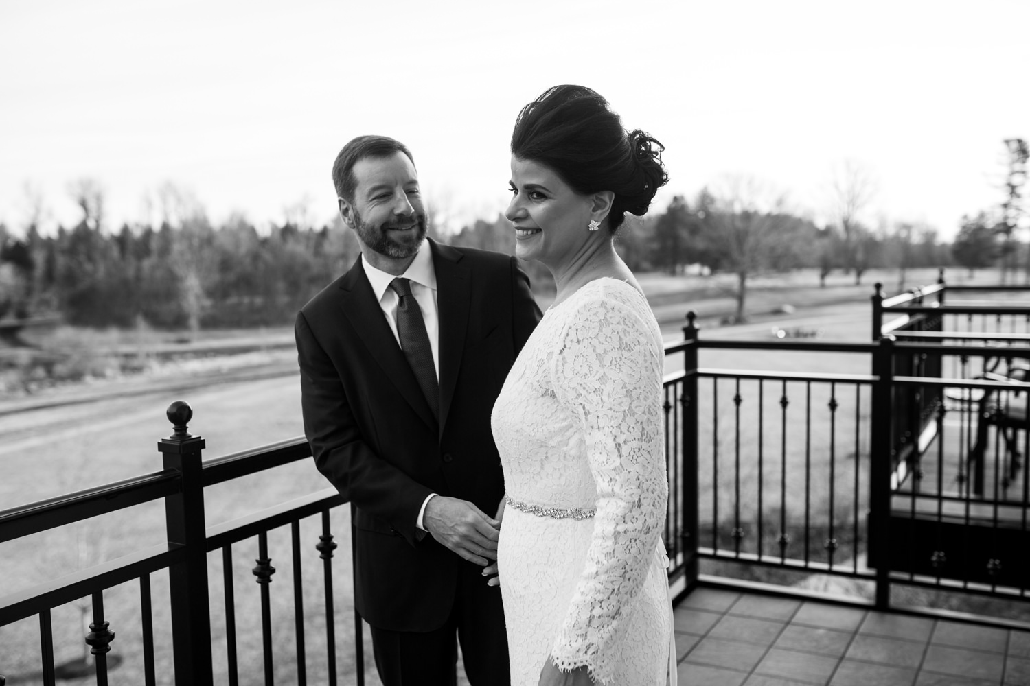 bride and groom first look