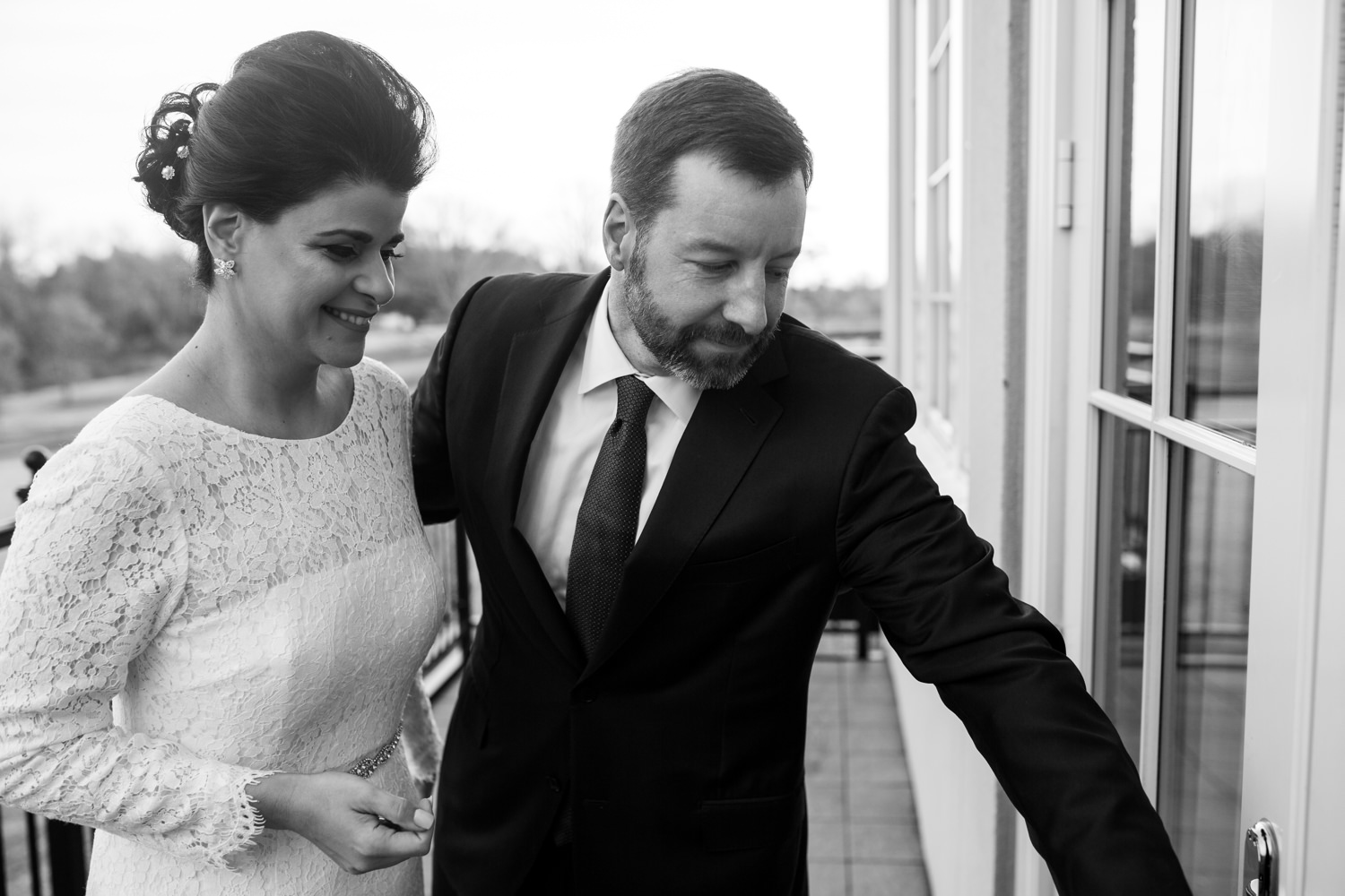 groom escorting bride