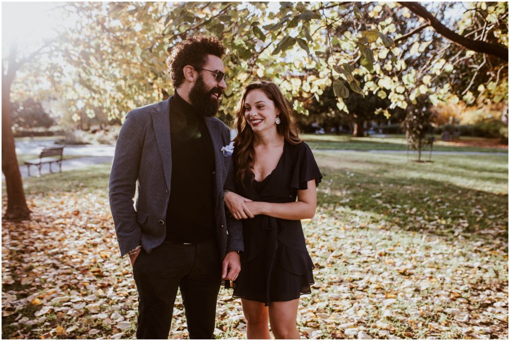 DC engagement portraits in the fall with stylish couple