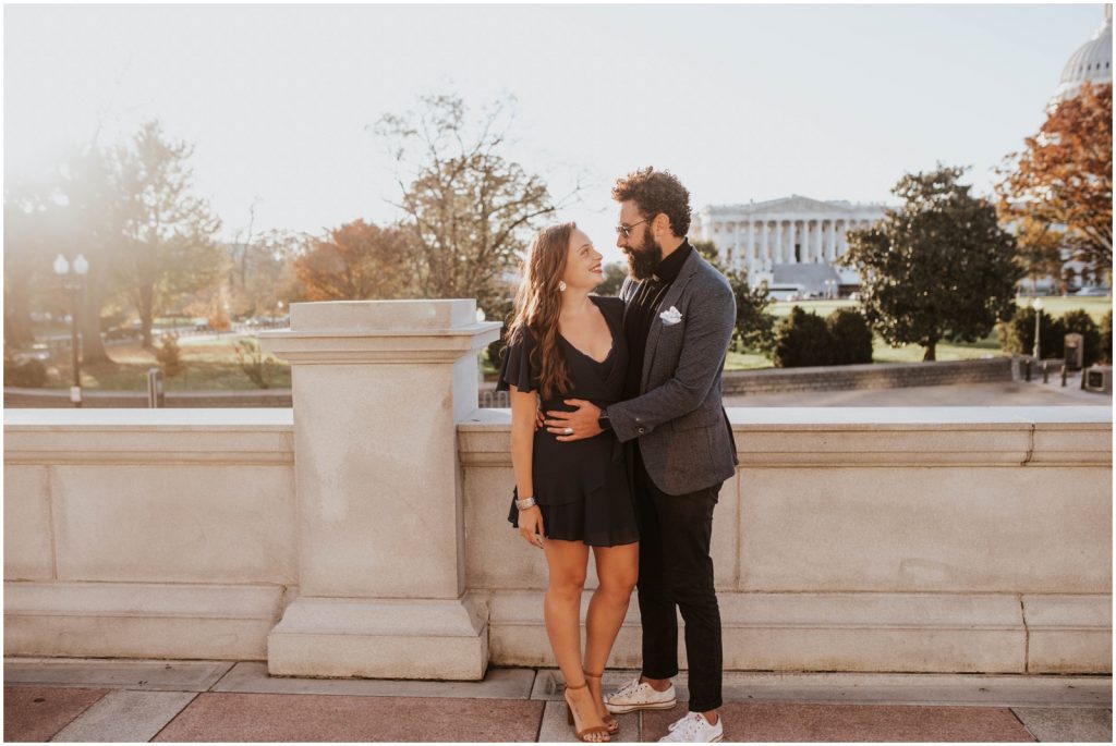 Washington DC engagement session on patio of US Capitol