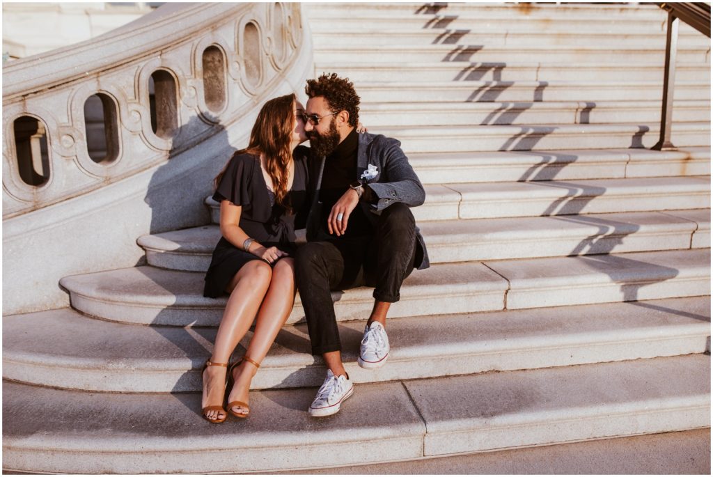 Capitol Hill engagement session on steps of Capitol Building
