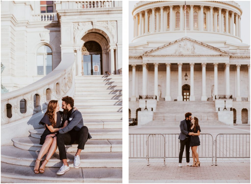 engagement portraits on steps of US Capitol