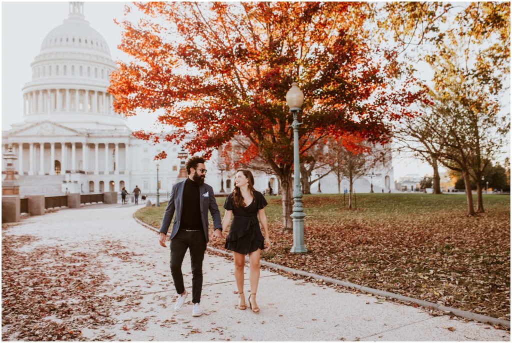 fall engagement portraits in Washington DC