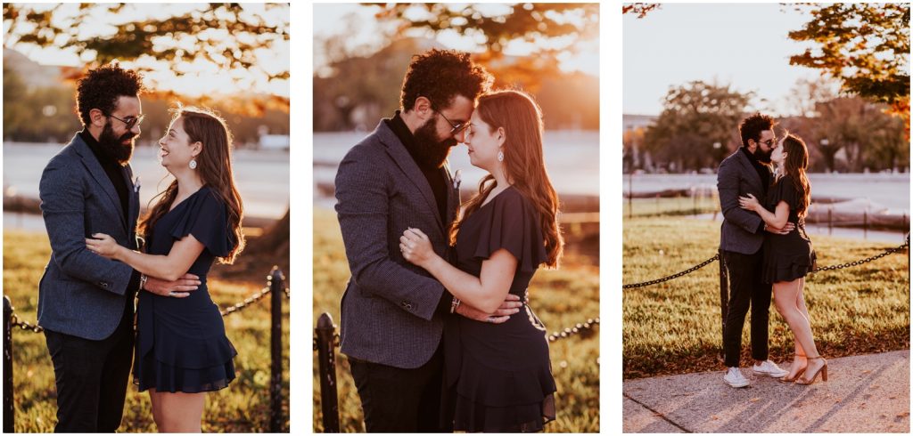 romantic sunset Capitol Hill engagement session