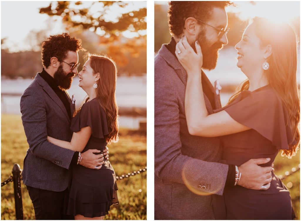 sunset engagement portraits along Potomac River in DC