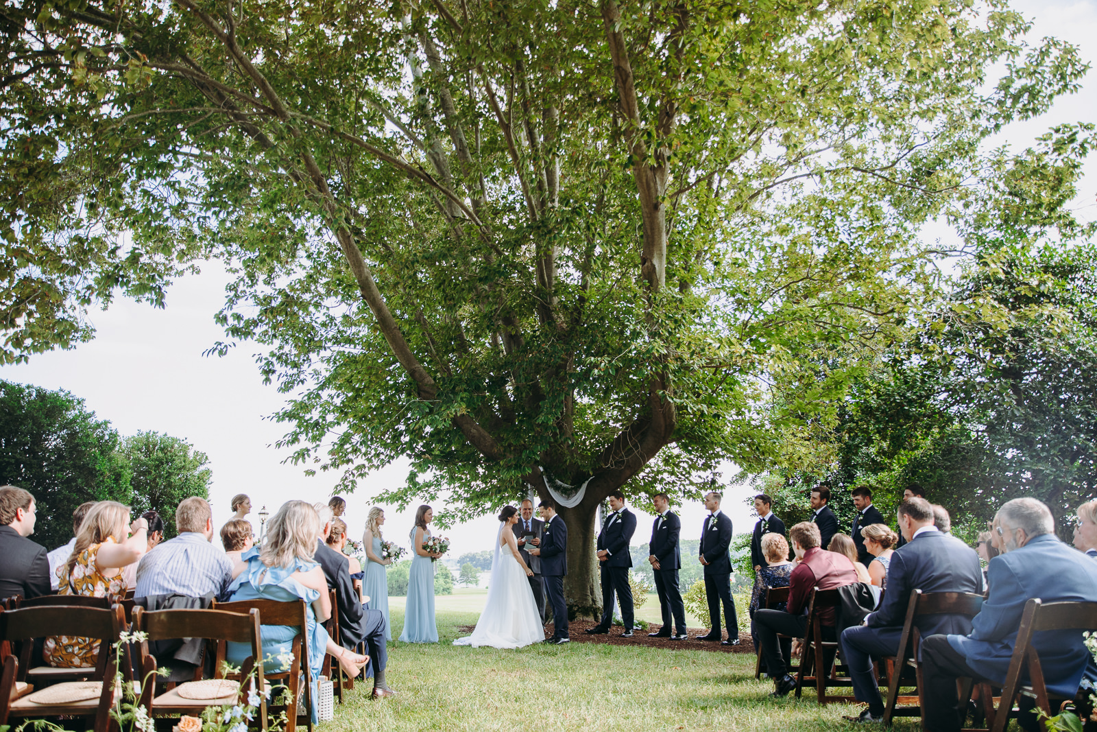 wedding ceremony under summer tree