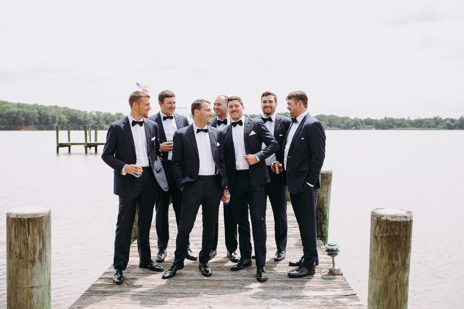 groomsmen on dock at brittland manor