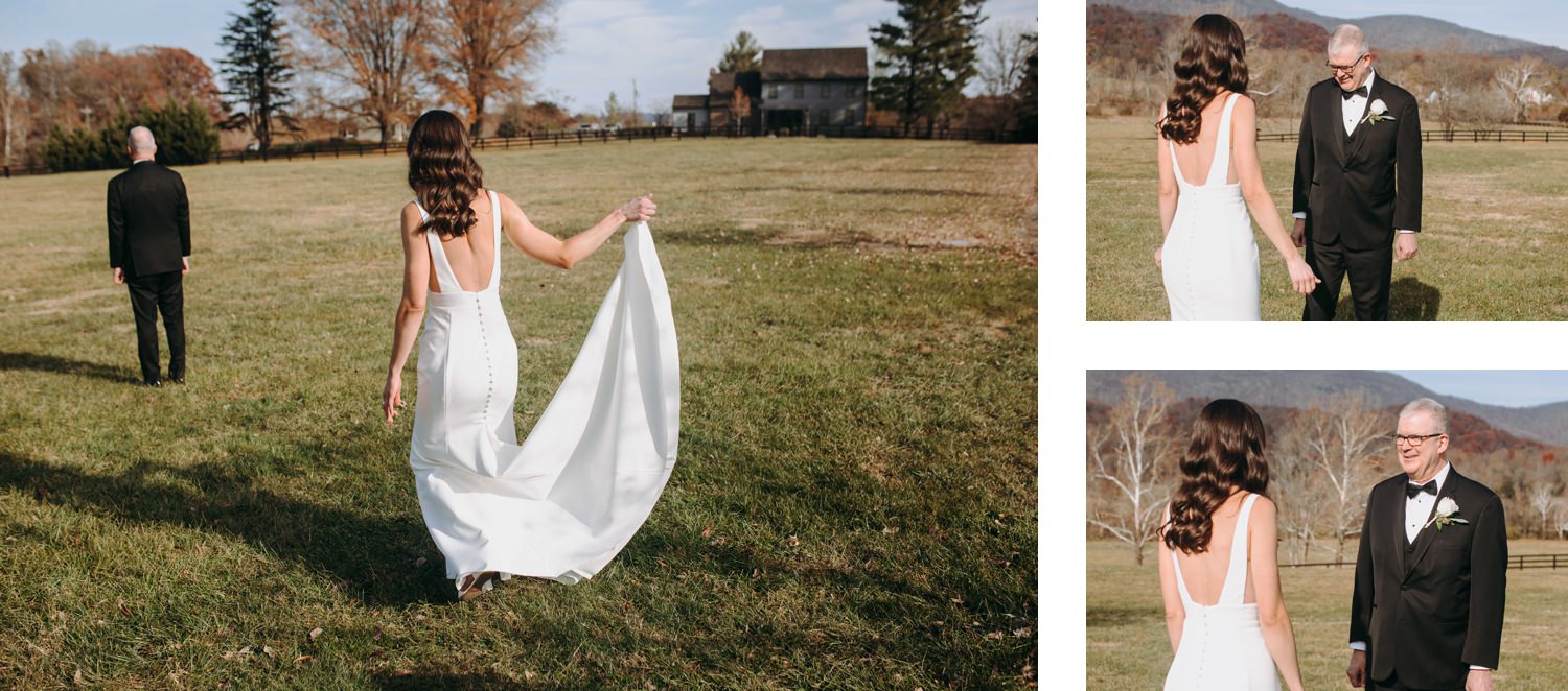 candid bride walking