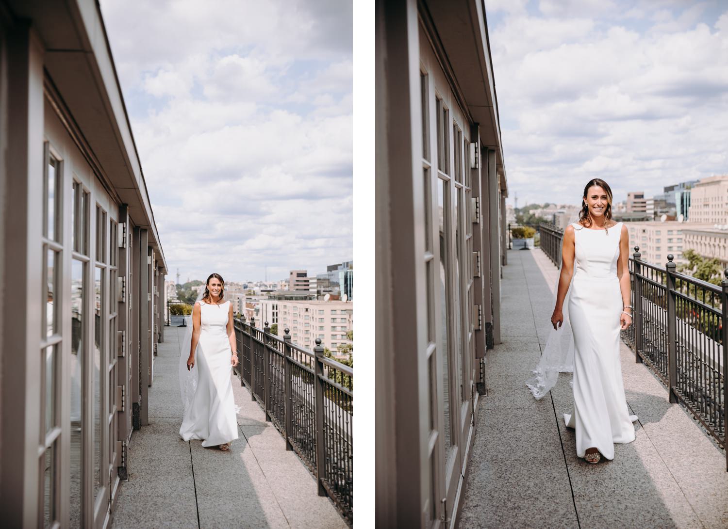 dc bride walking on roof