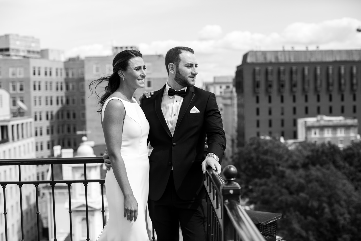 black and white rooftop photo