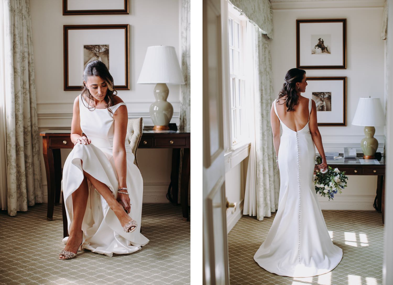 bride getting dressed