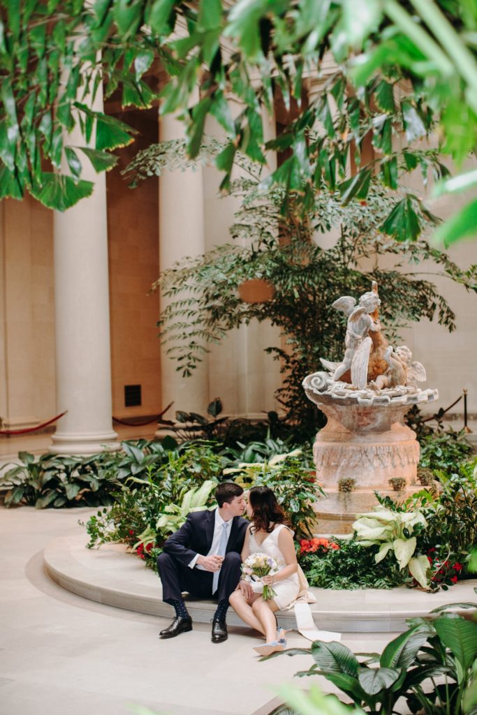 indoor garden bride and groom