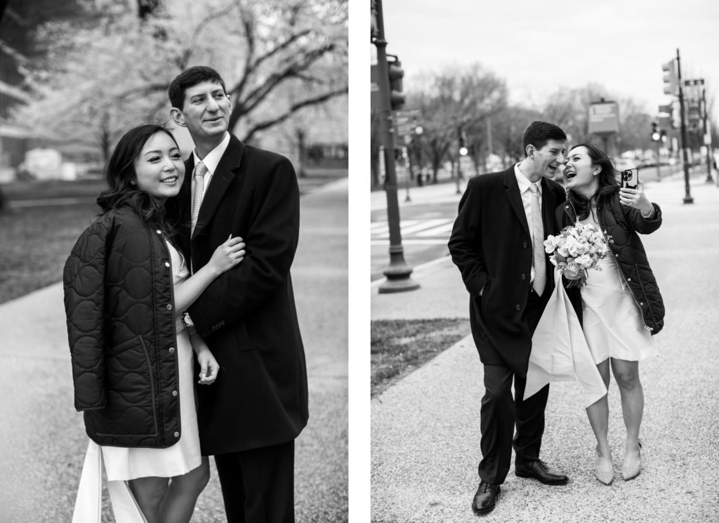 black and white bride and groom