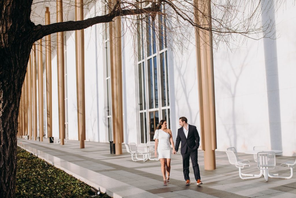 couple walking at Kennedy center