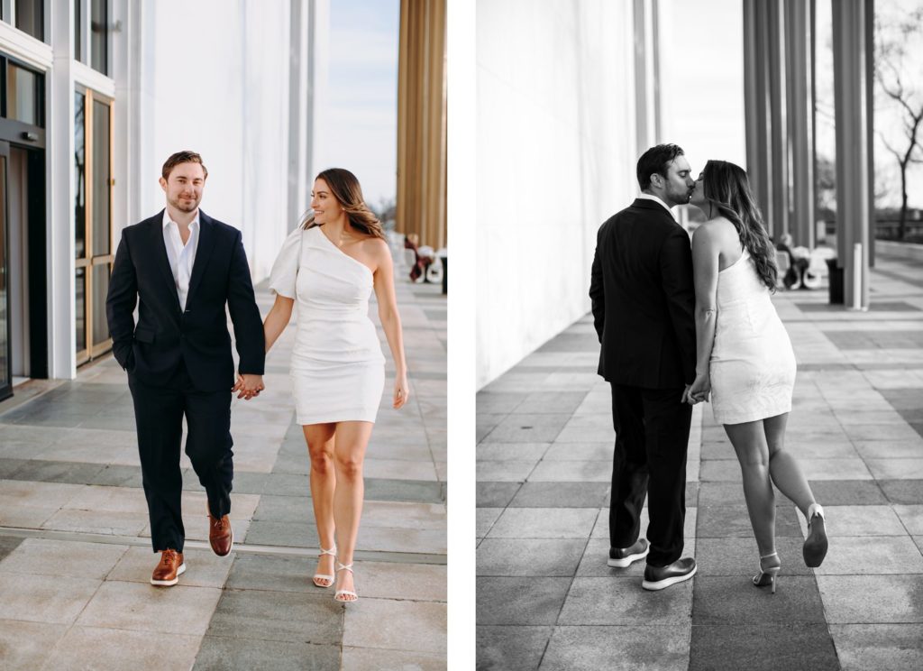 couple stroll at Kennedy center