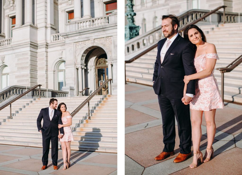 couple poses at library of congress