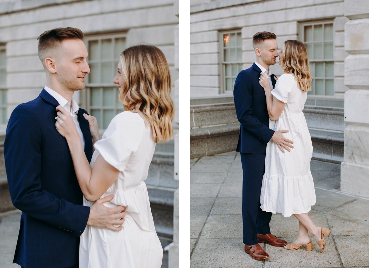 national portrait gallery engagement couple with classic outfits