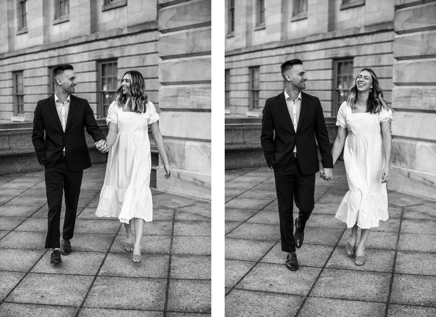 national portrait gallery engagement walking black and white