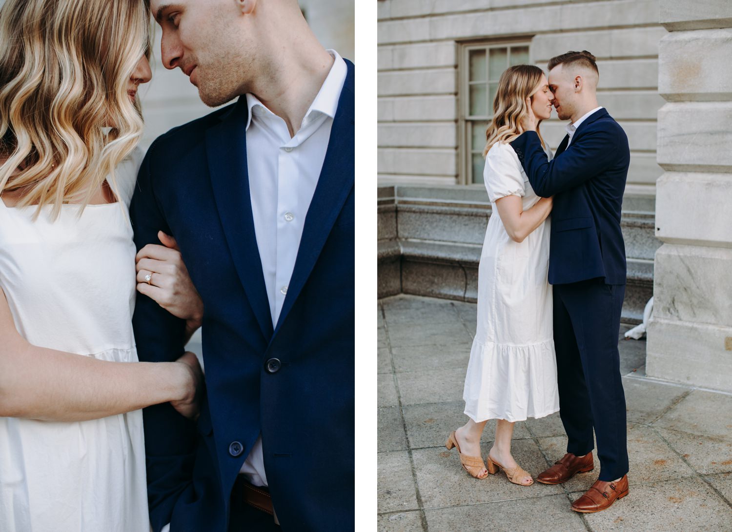 groom brings girl in for kiss