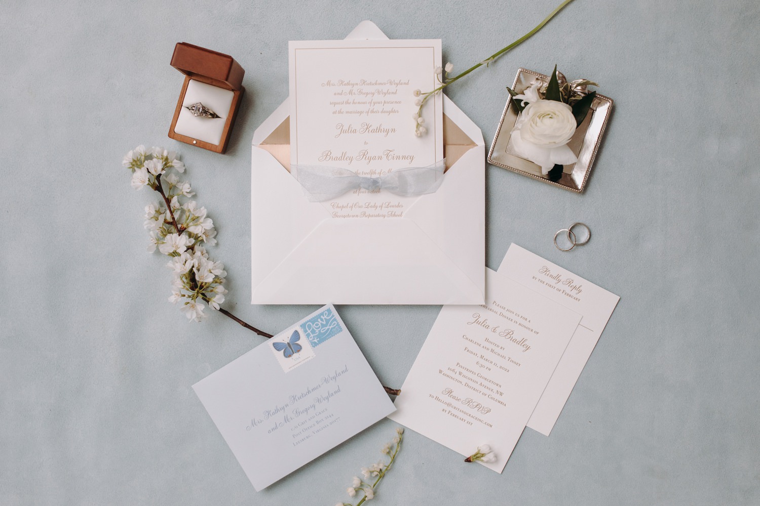 light blue classy wedding invitation dc