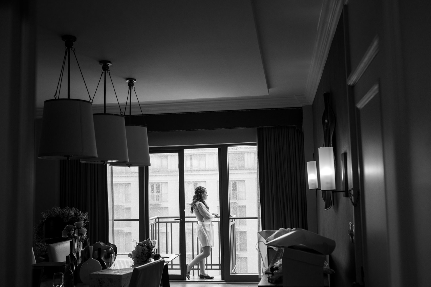 bride on balcony at fairmont dc