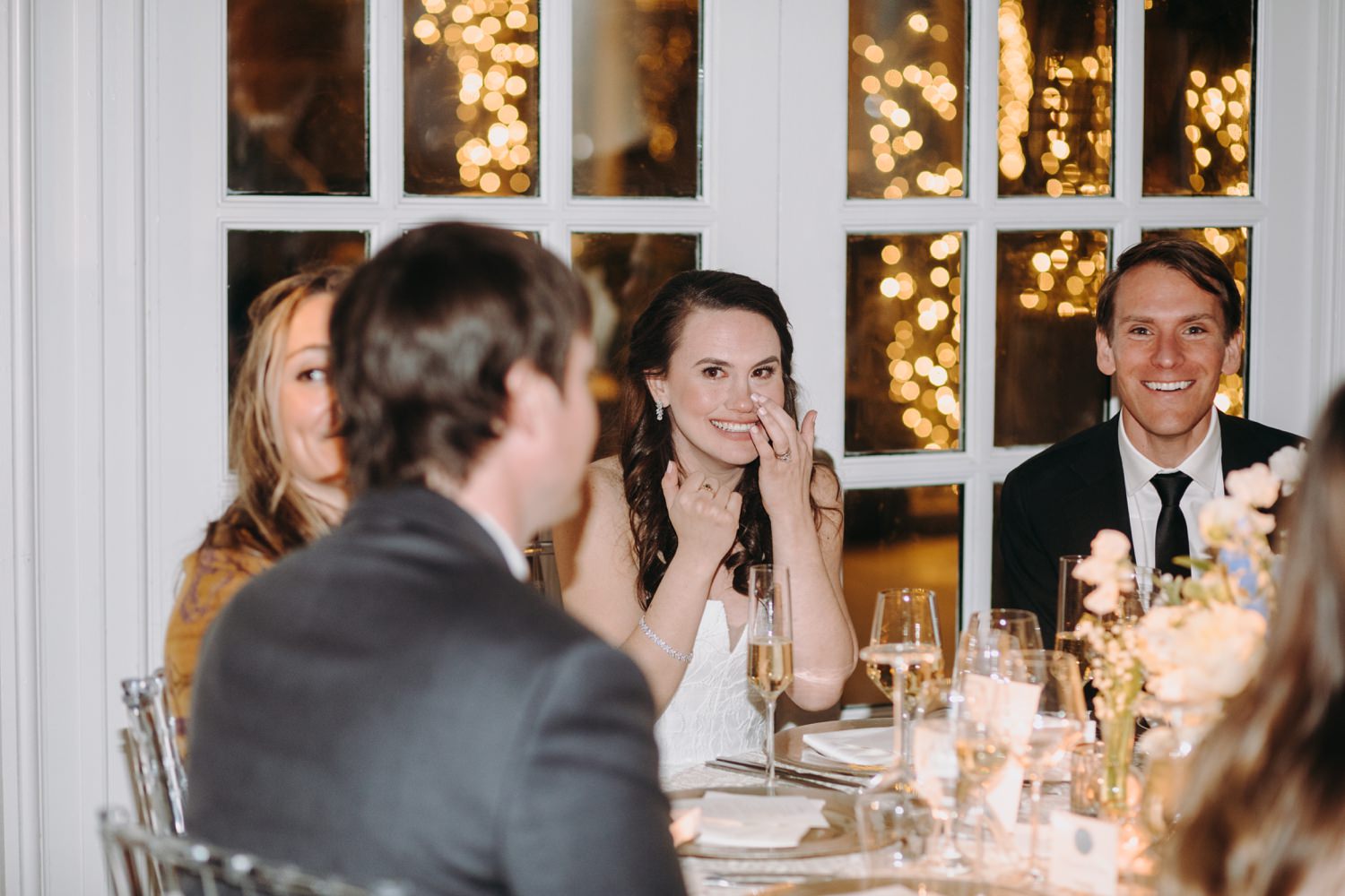 bride smile at speech