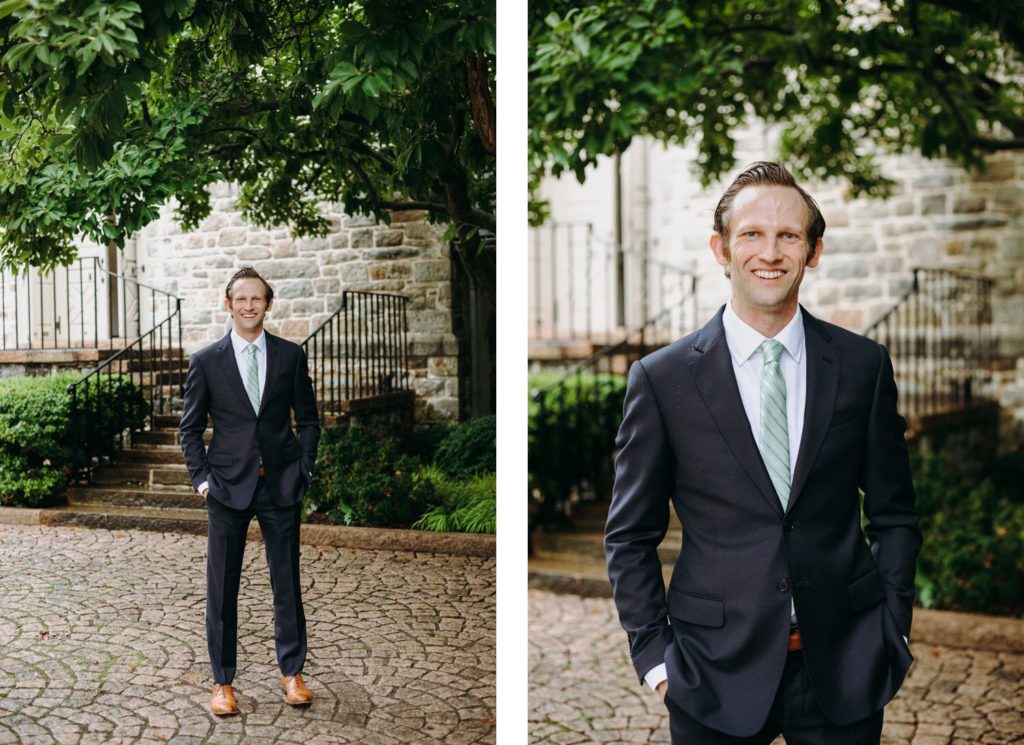 groom getting ready at trinity church