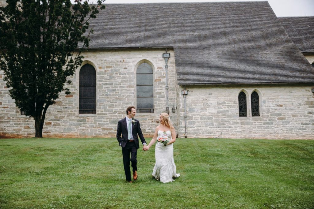 trinity church wedding couple walking