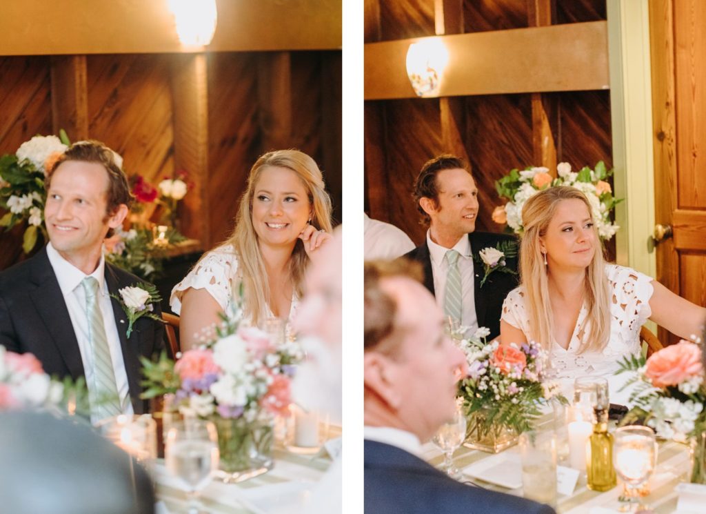 magnolias at the mill bride and groom watching speeches