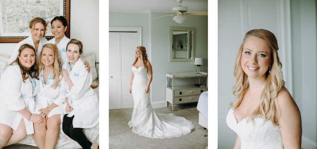 bride getting ready at Purcellville air bnb