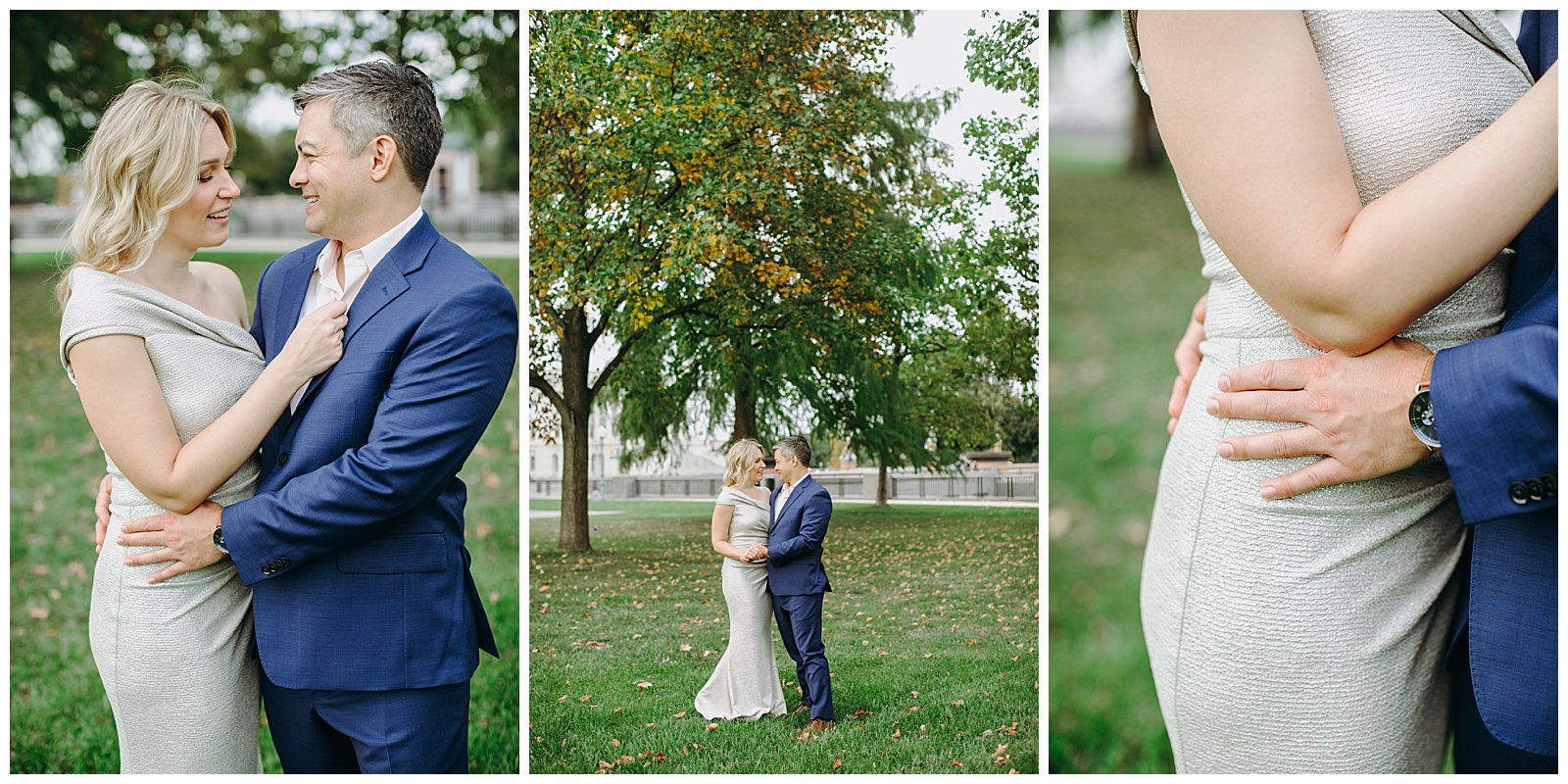 DC engagement photos man in blue suit girl in Nordstrom dress