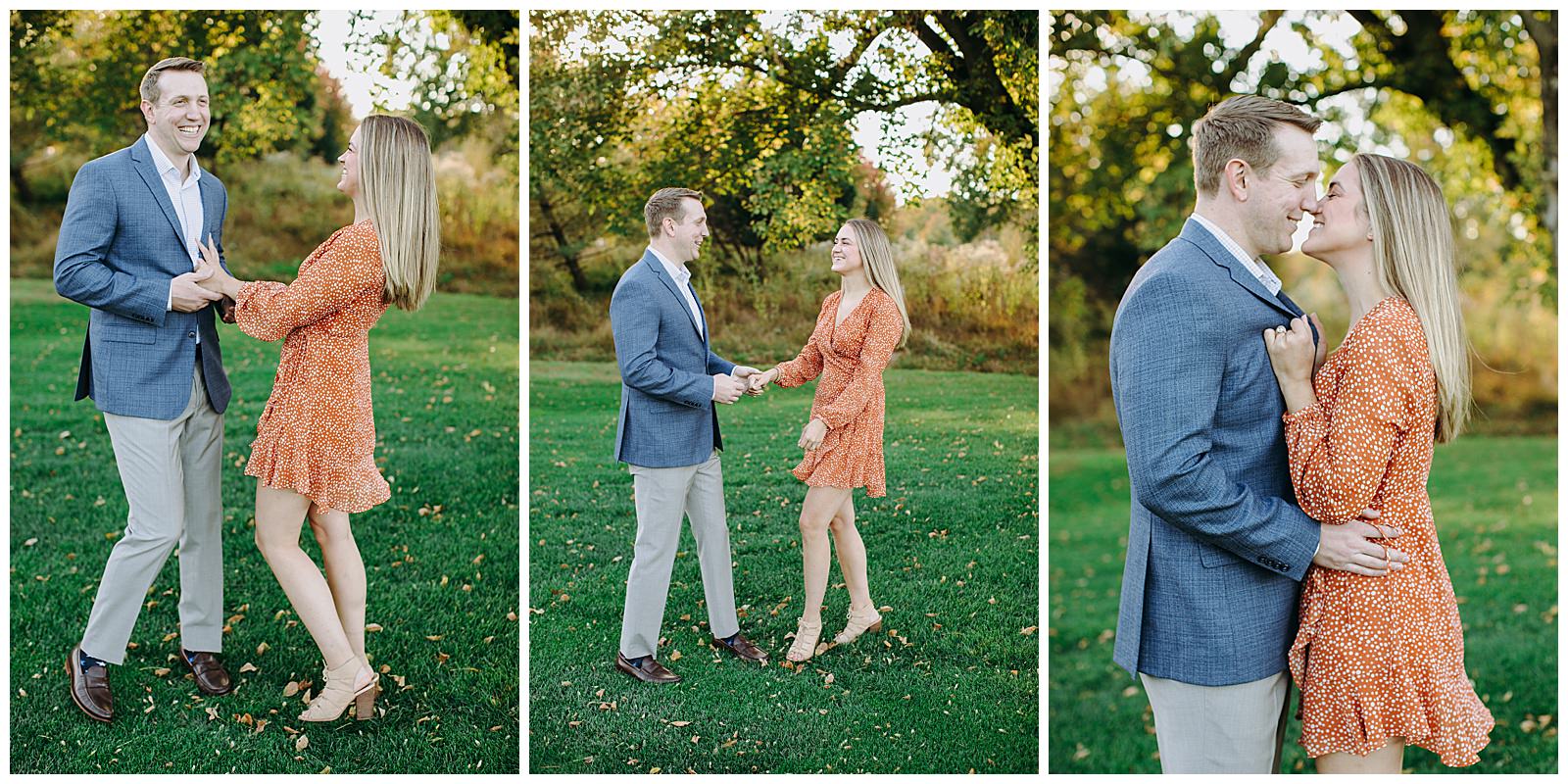 playful and posed couple during their engagement session