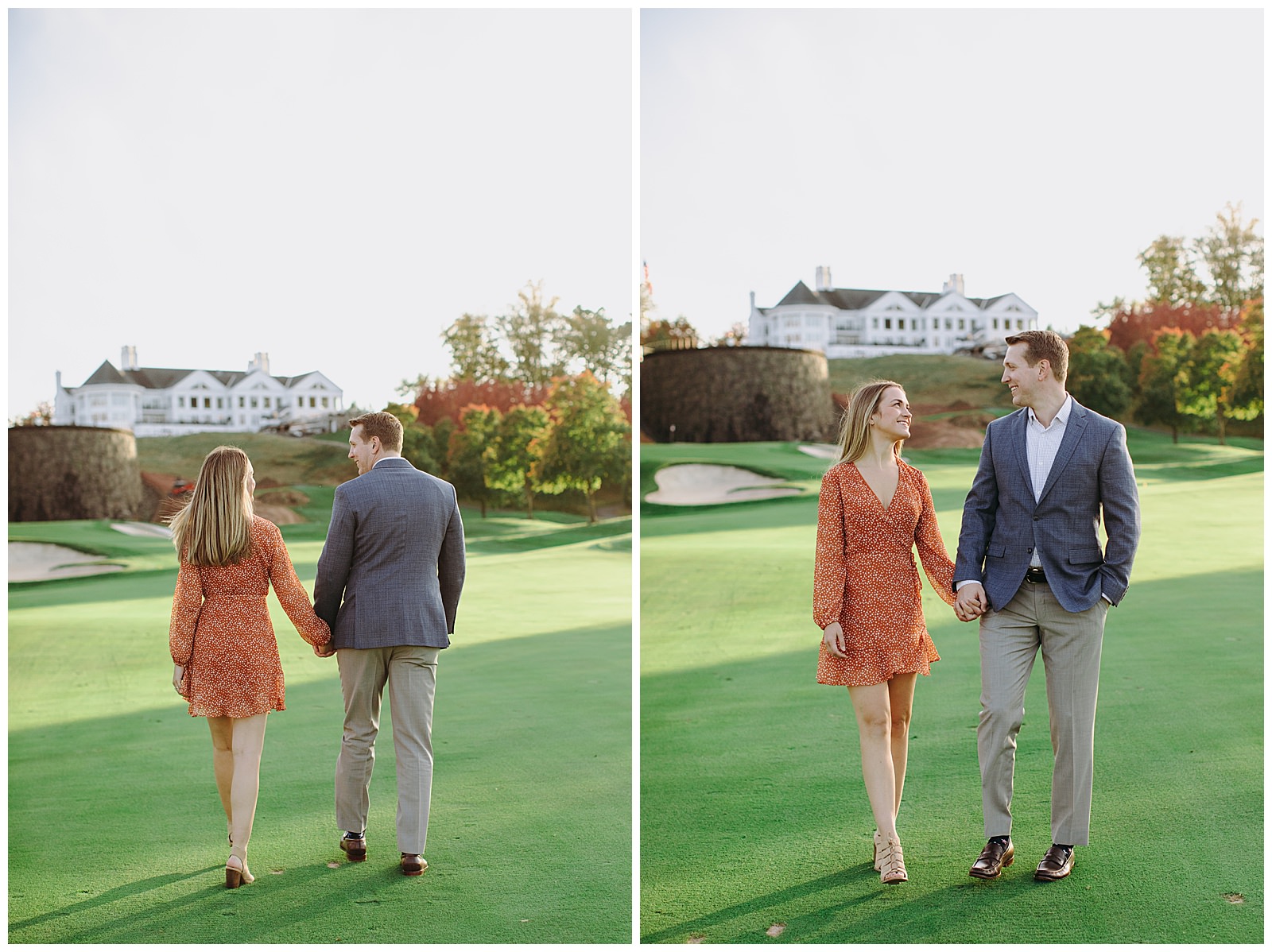Trump National Golf Club Washington DC couple walking on golf course holding hands