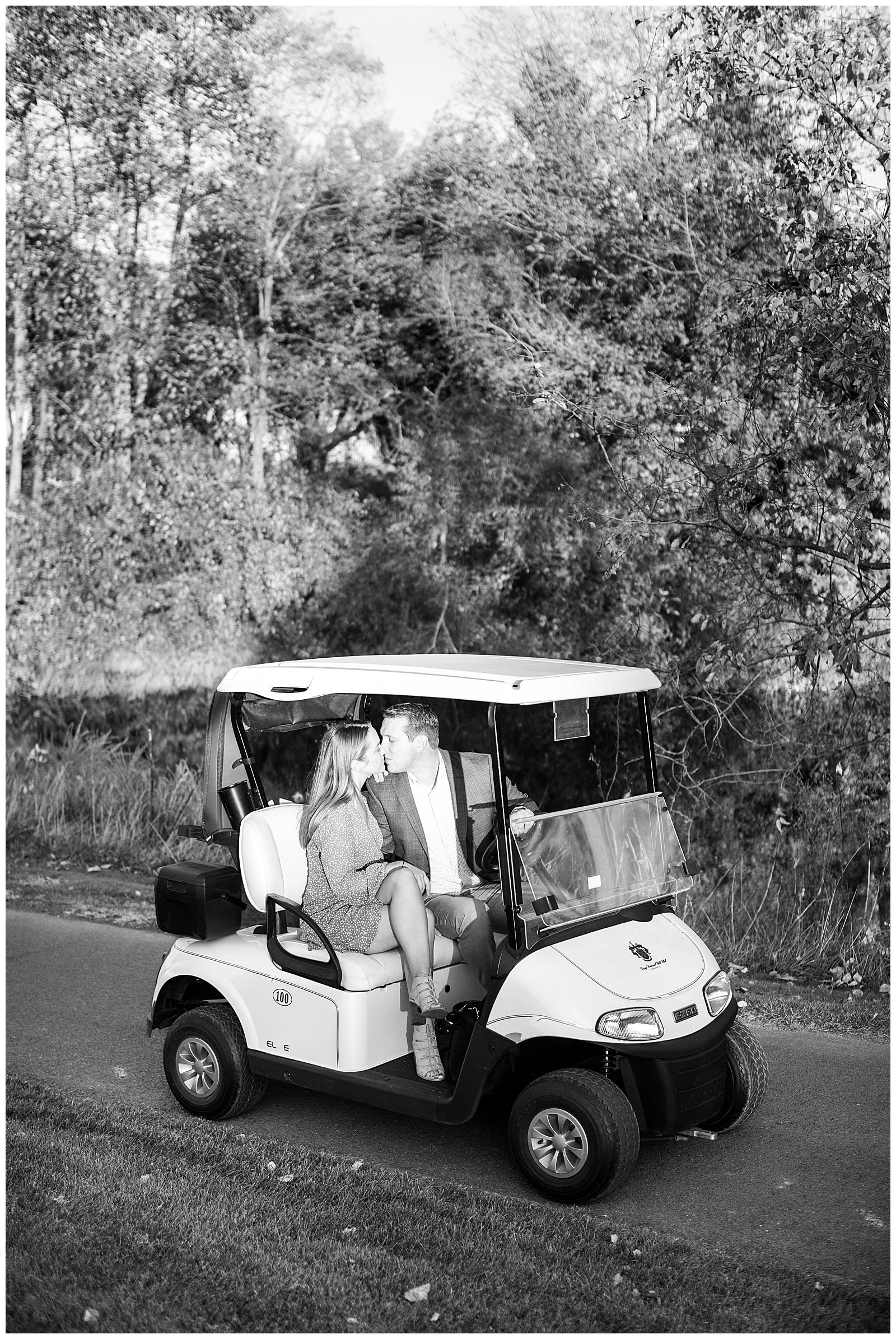 Trump National Golf Club Washington DC black and white photo golf cart