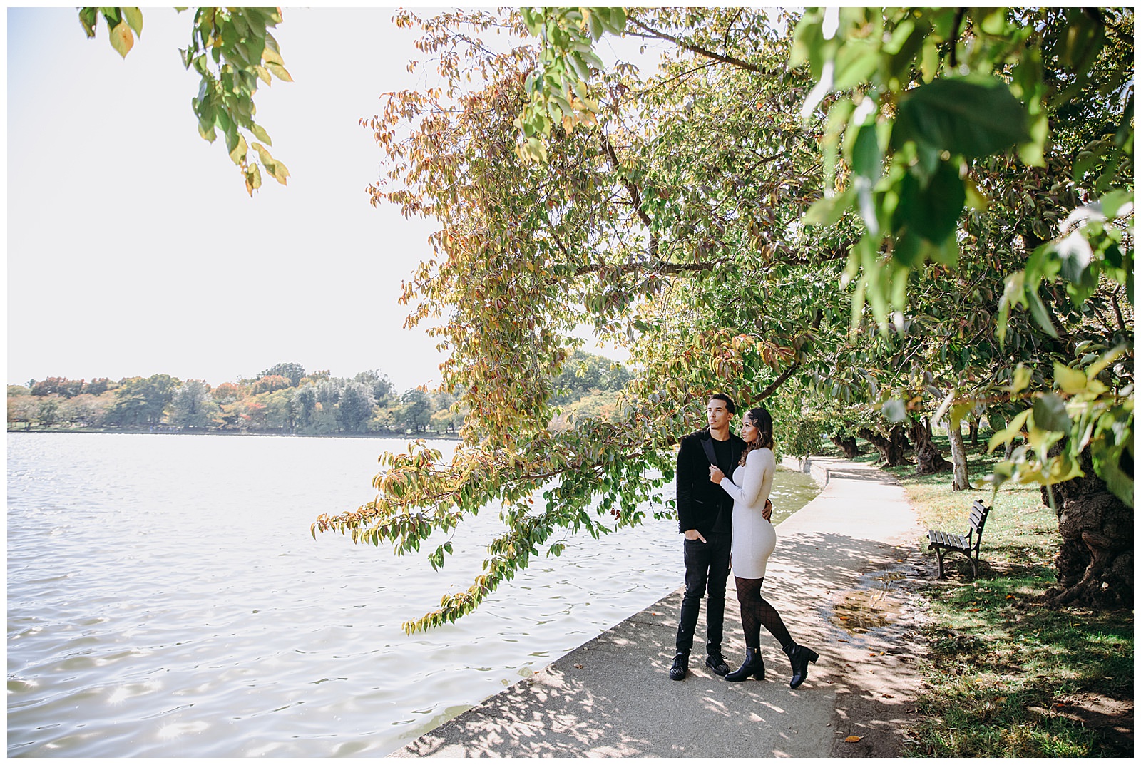 DC War Memorial Engagement Session by the tidal basin