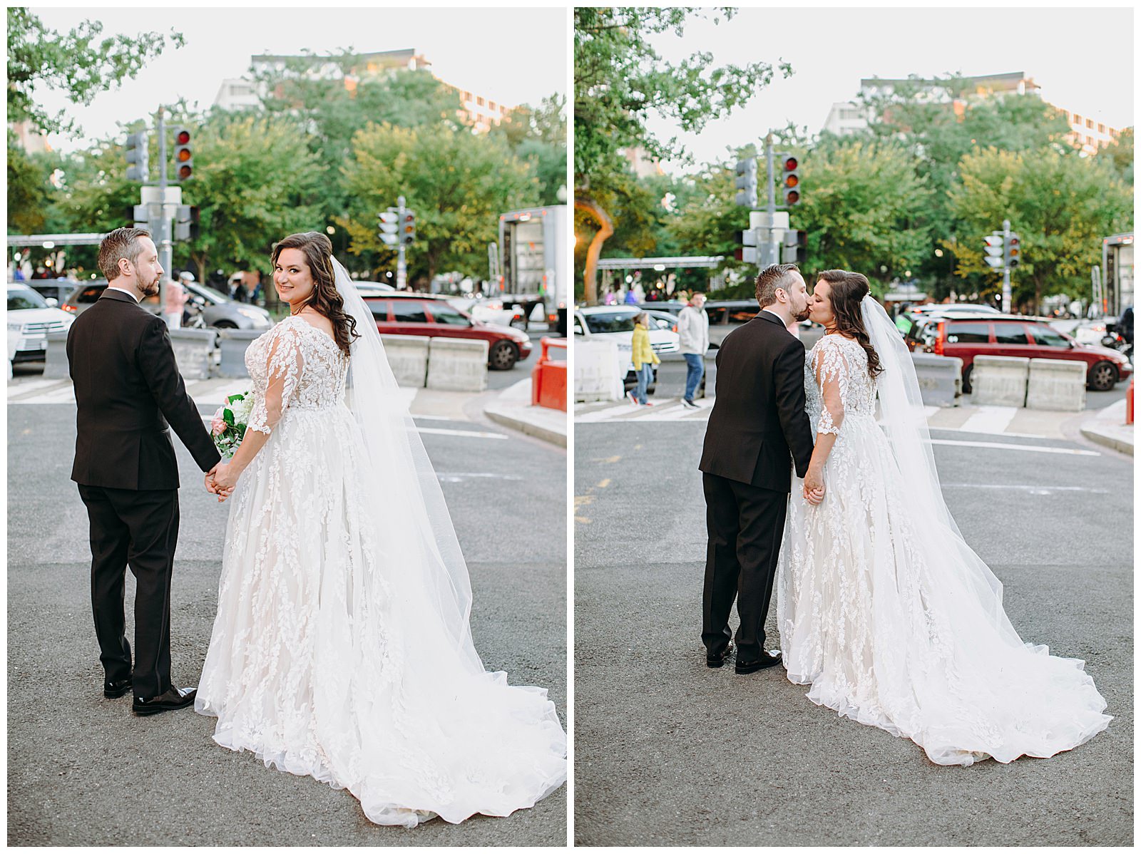 Dupont Circle Hotel Wedding bride and groom portraits