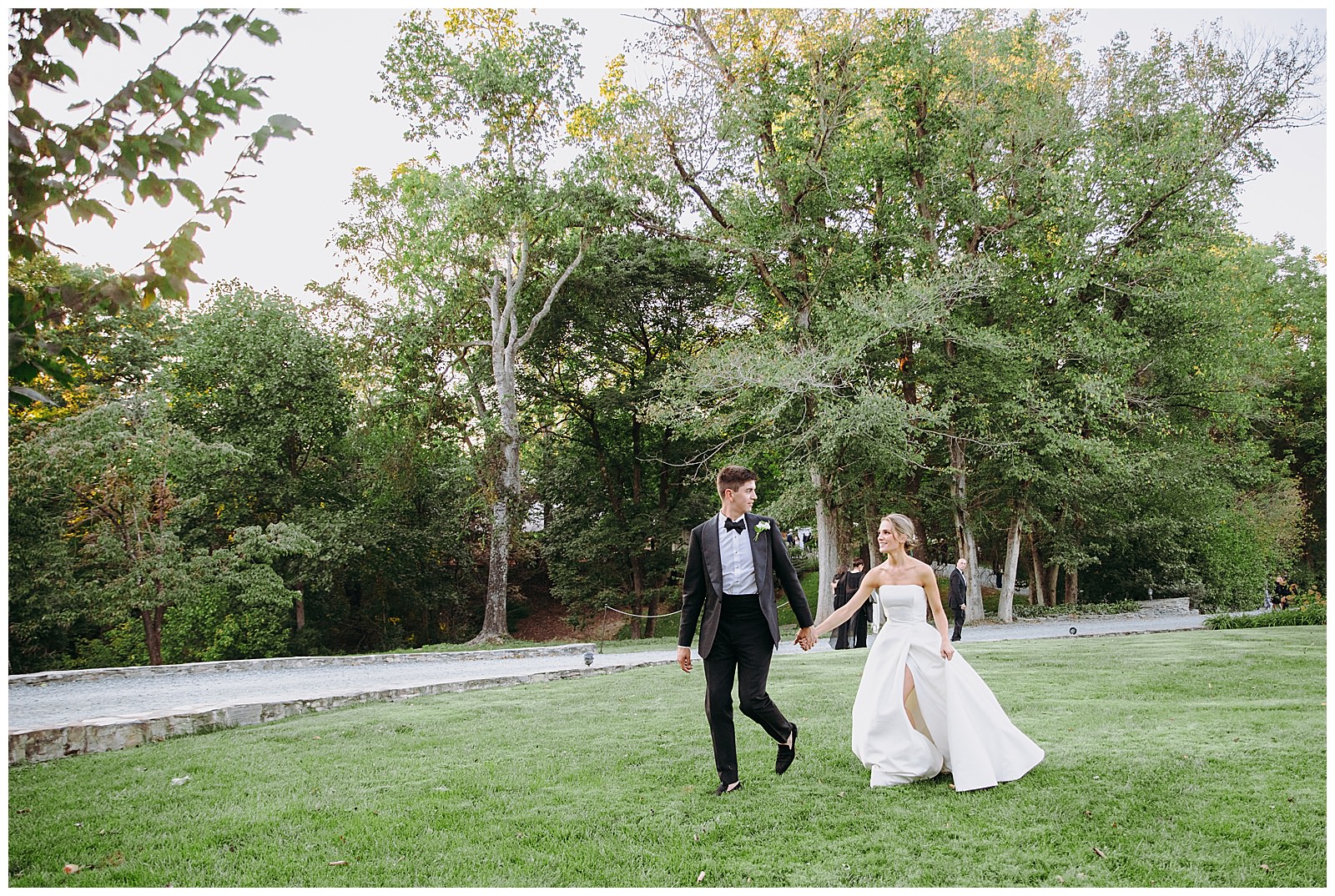 just married couple walks together at the Clifton Inn