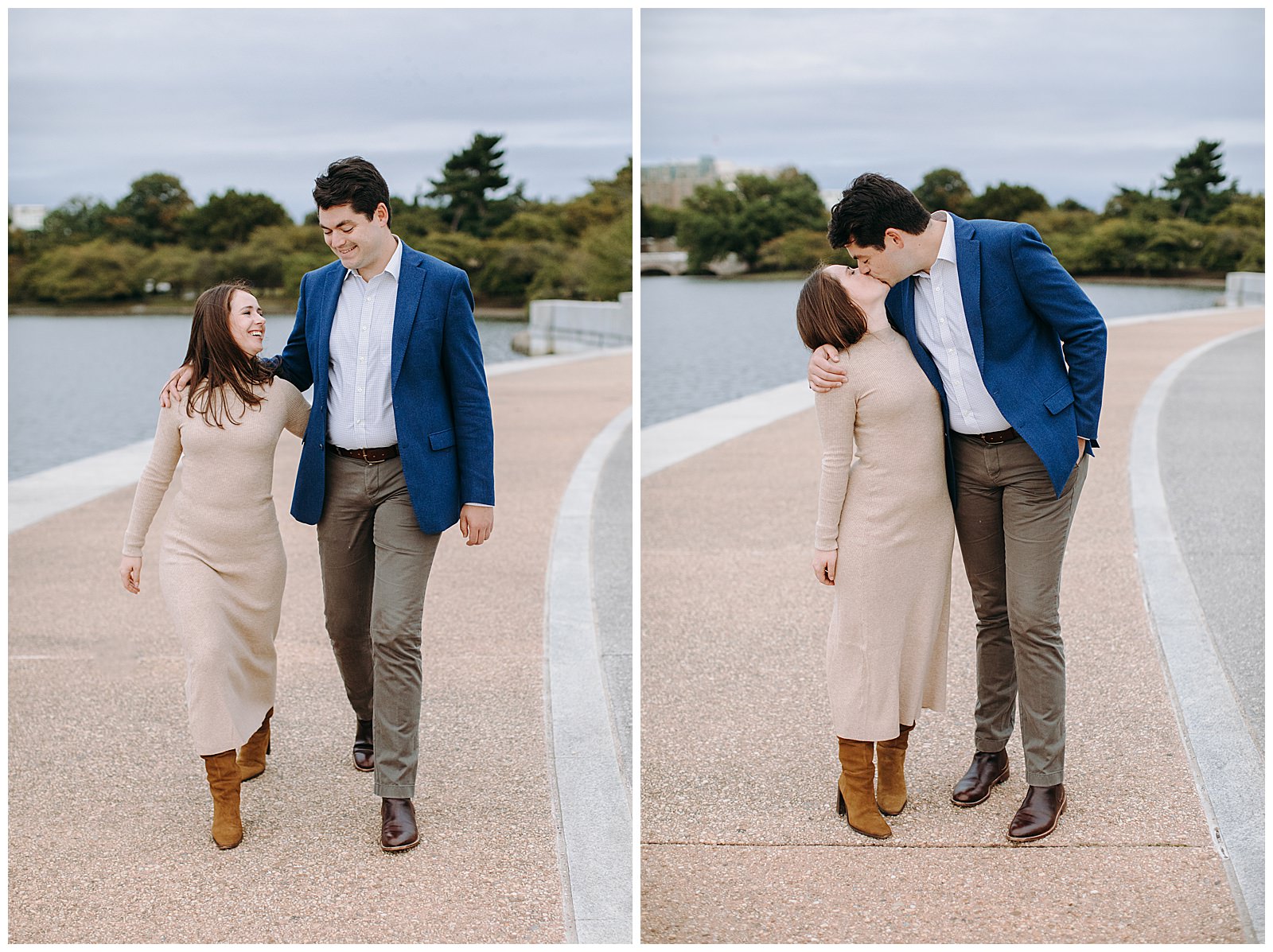 Jefferson Memorial Engagement Photos by the water