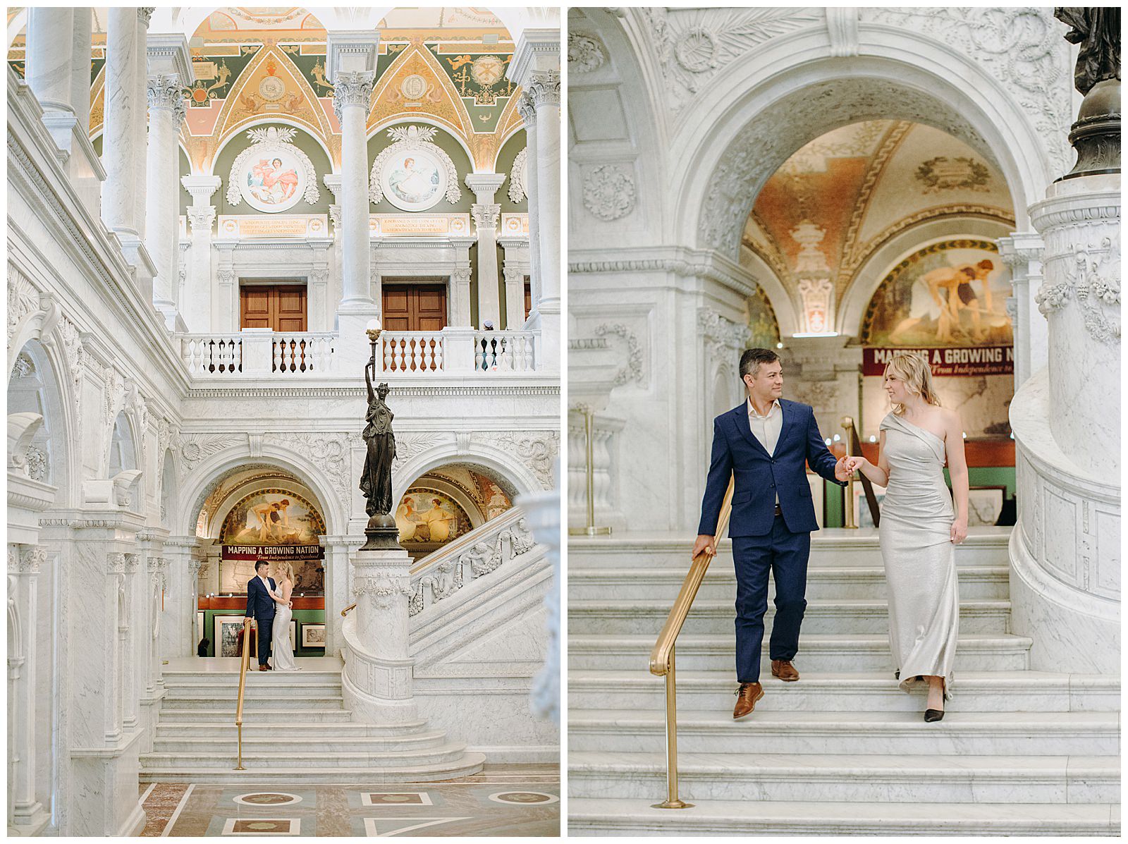 Library of Congress Engagement Photos on stairs