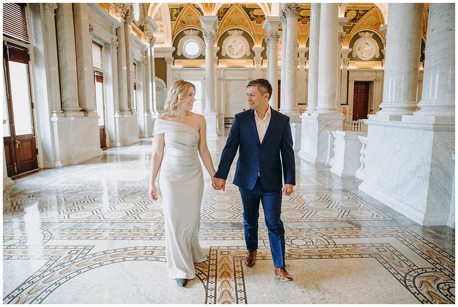 Library of Congress Engagement Photos couple walking together
