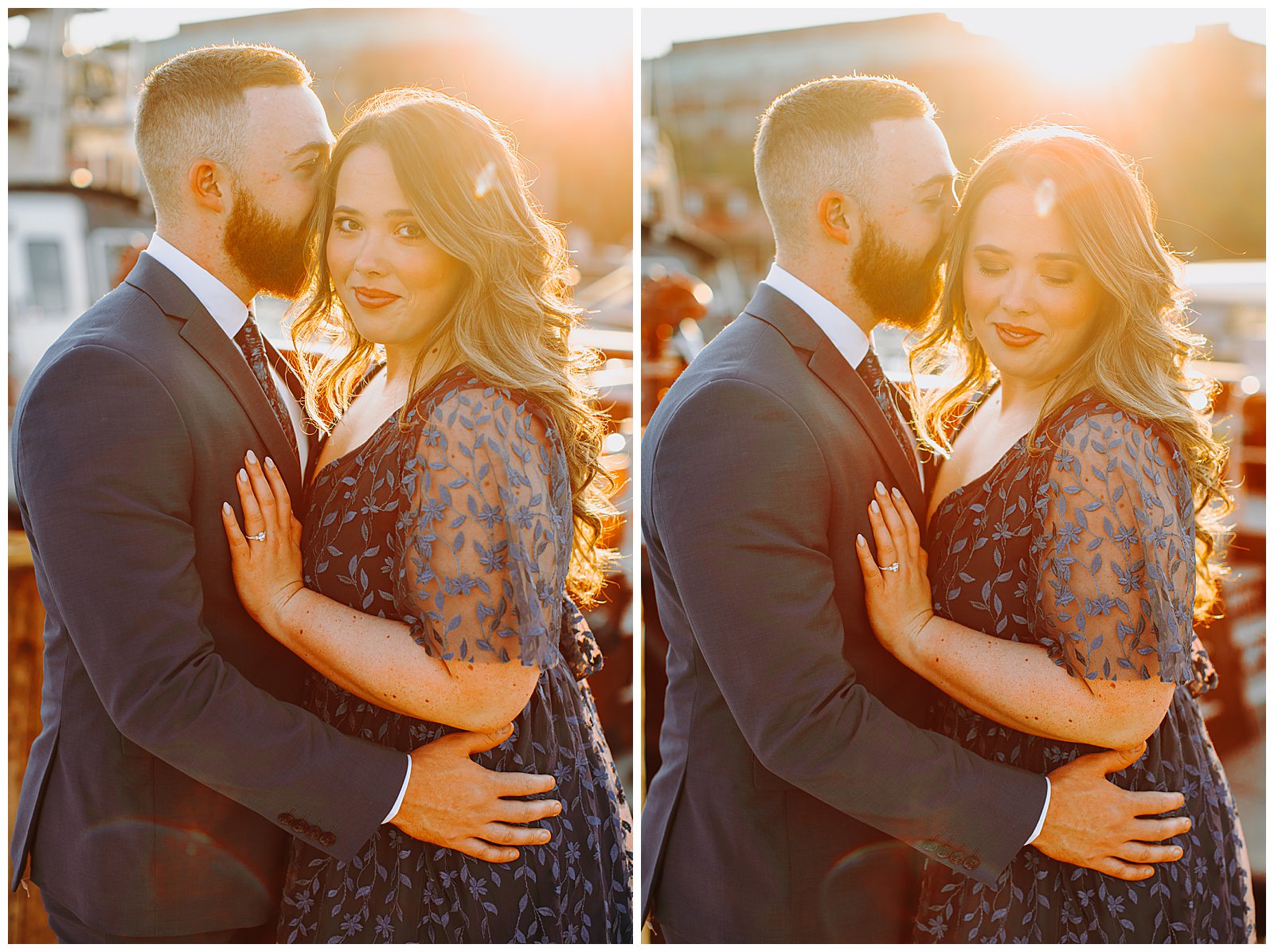 Old Town Alexandria Engagement Photos sunset by the dock