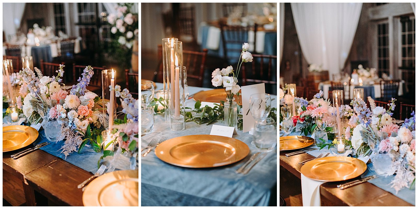 veritas wedding gold plates and candles