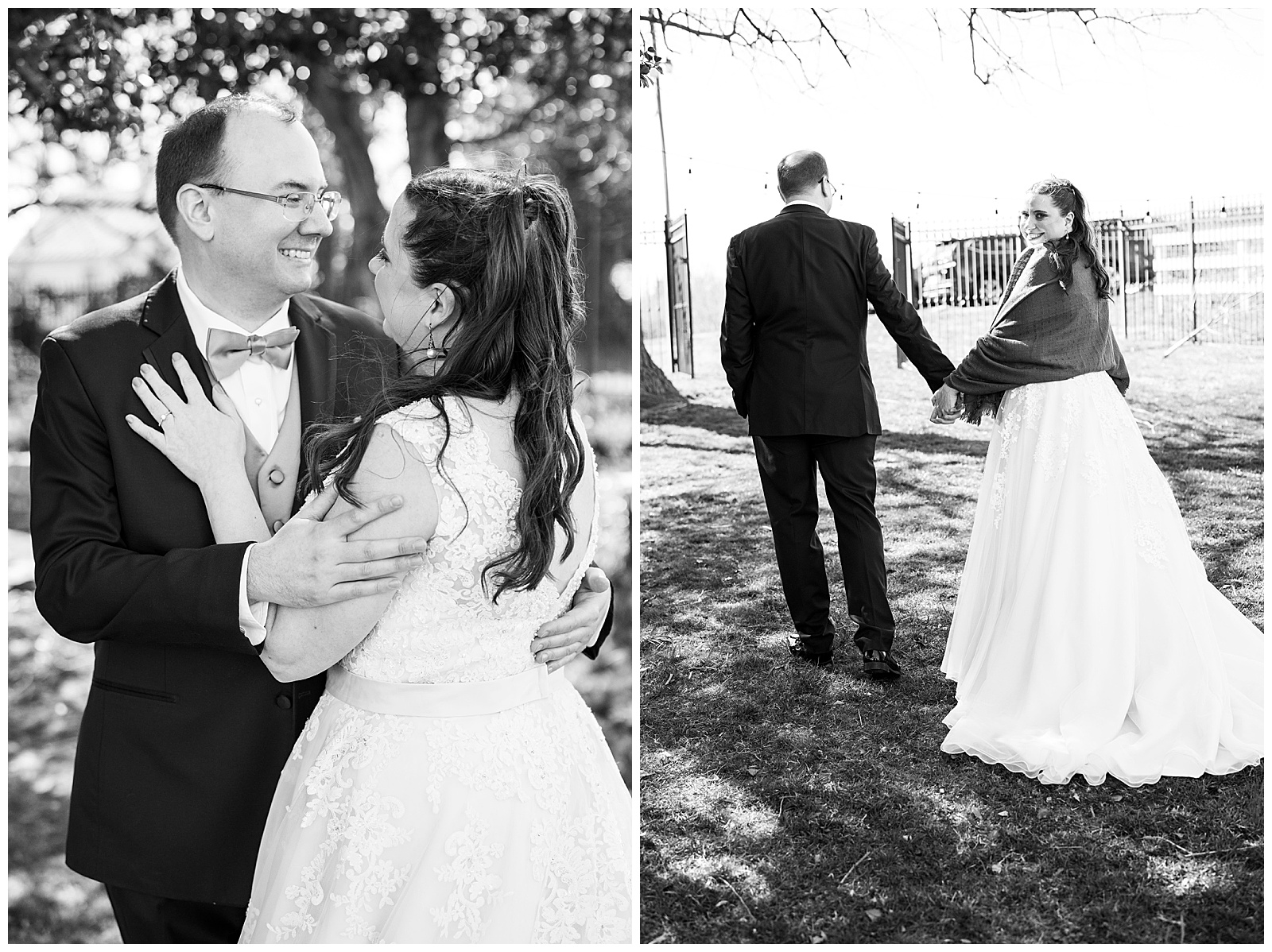 black and white bride and groom portrait