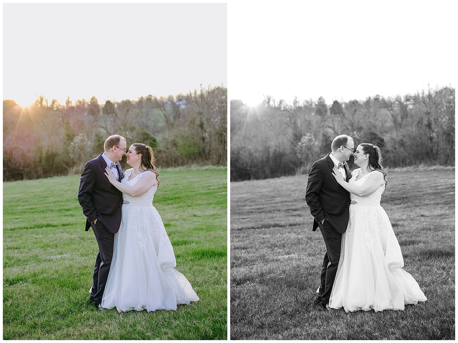 bride and groom at golden hour in middleburg
