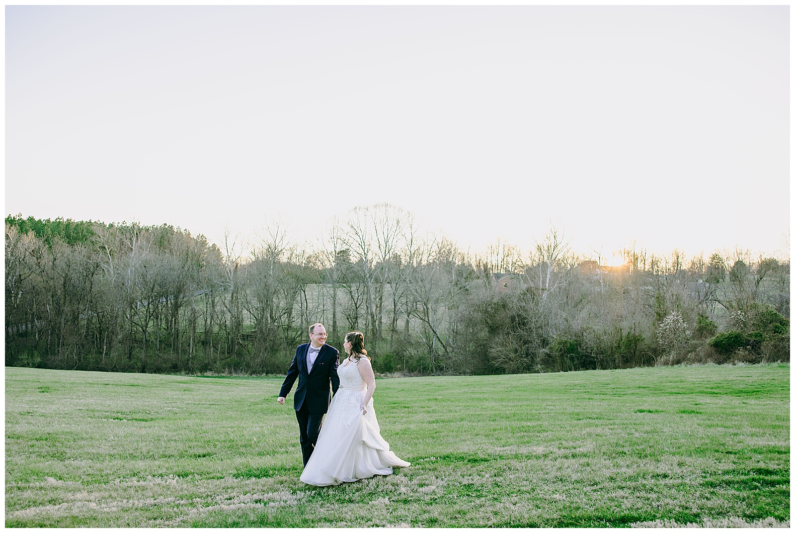 bride and groom walking together