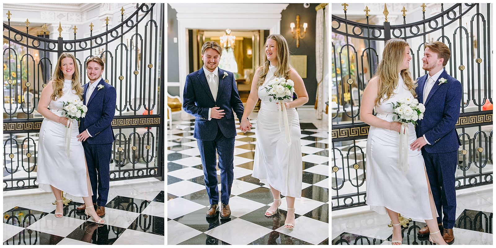 bride and groom at jefferson hotel