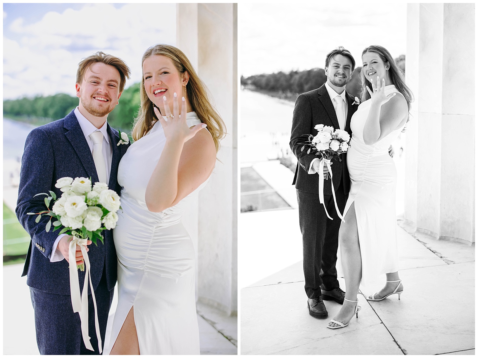 bride and groom showing their rings at the Washington DC Elopement