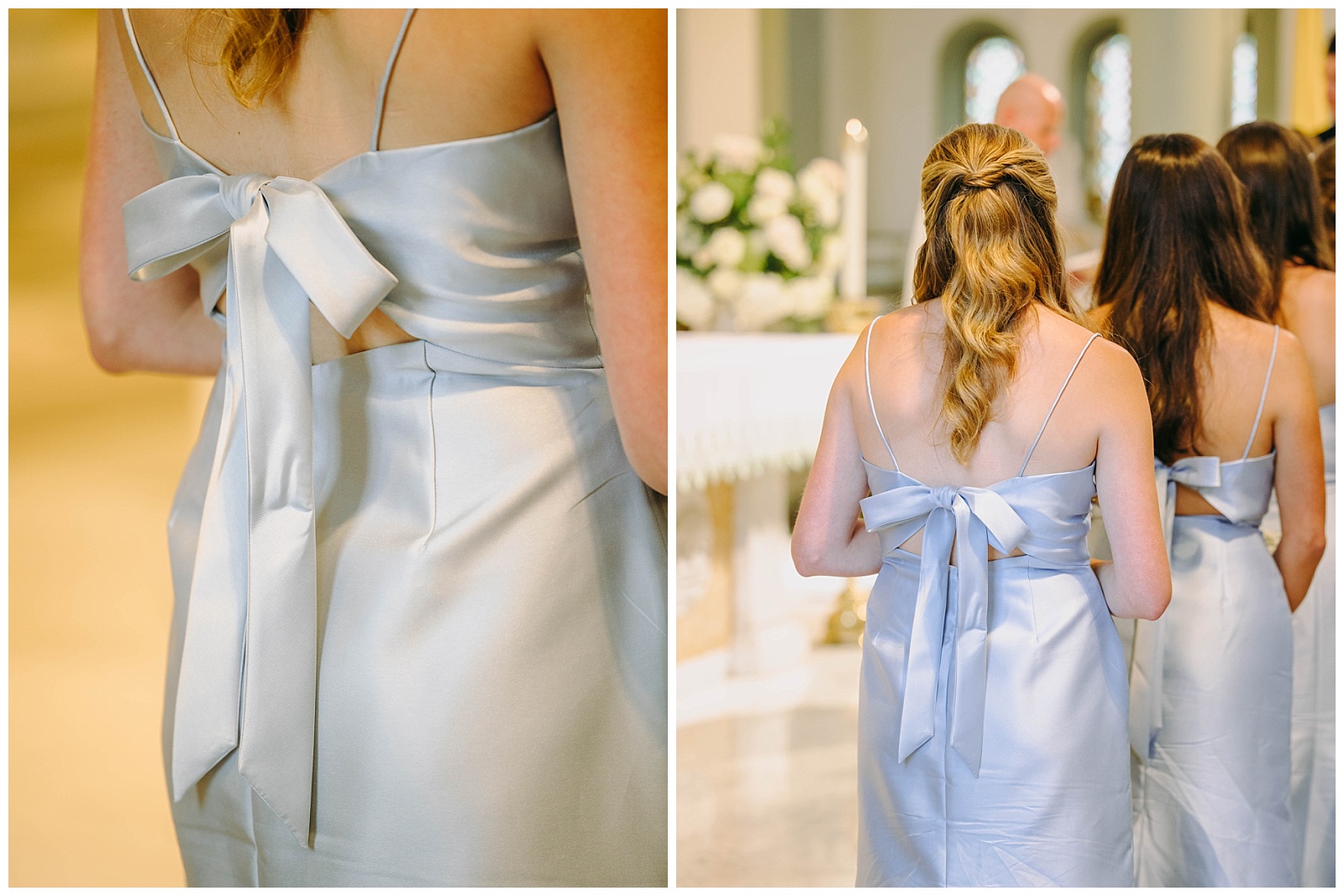 bridesmaid walking down aisle