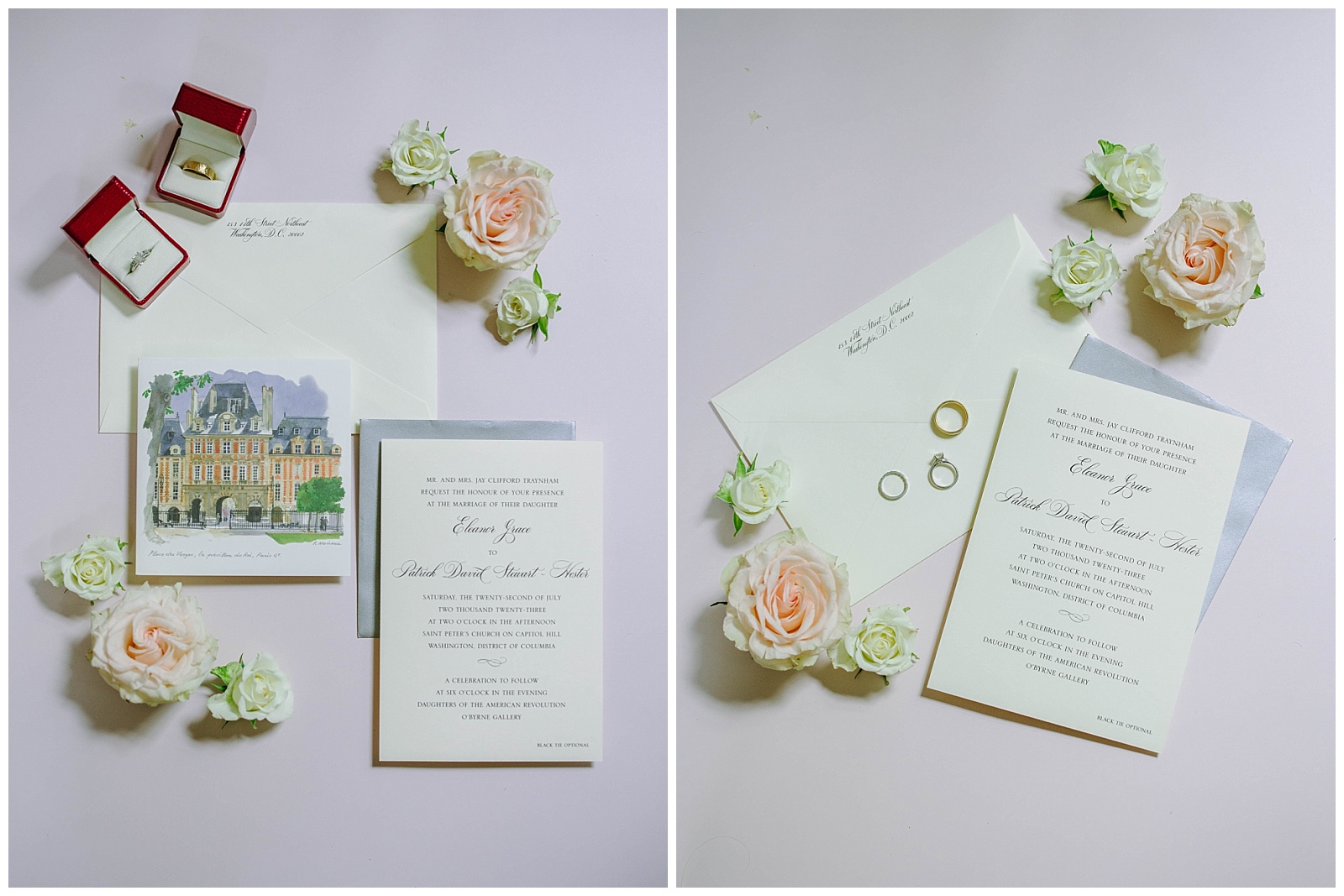 wedding invitations and rings